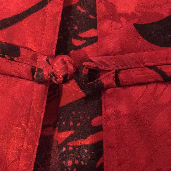 Vintage CHICO’S DESIGNS Silk Asian Style Graphic Design Side Split Lightweight - Picture 11 of 16